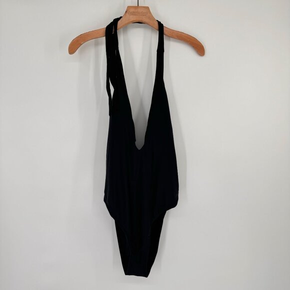 CUPSHE Womens Black Deep V One-Piece Swimsuit Large Nylon Spandex Blend new - Picture 8 of 11